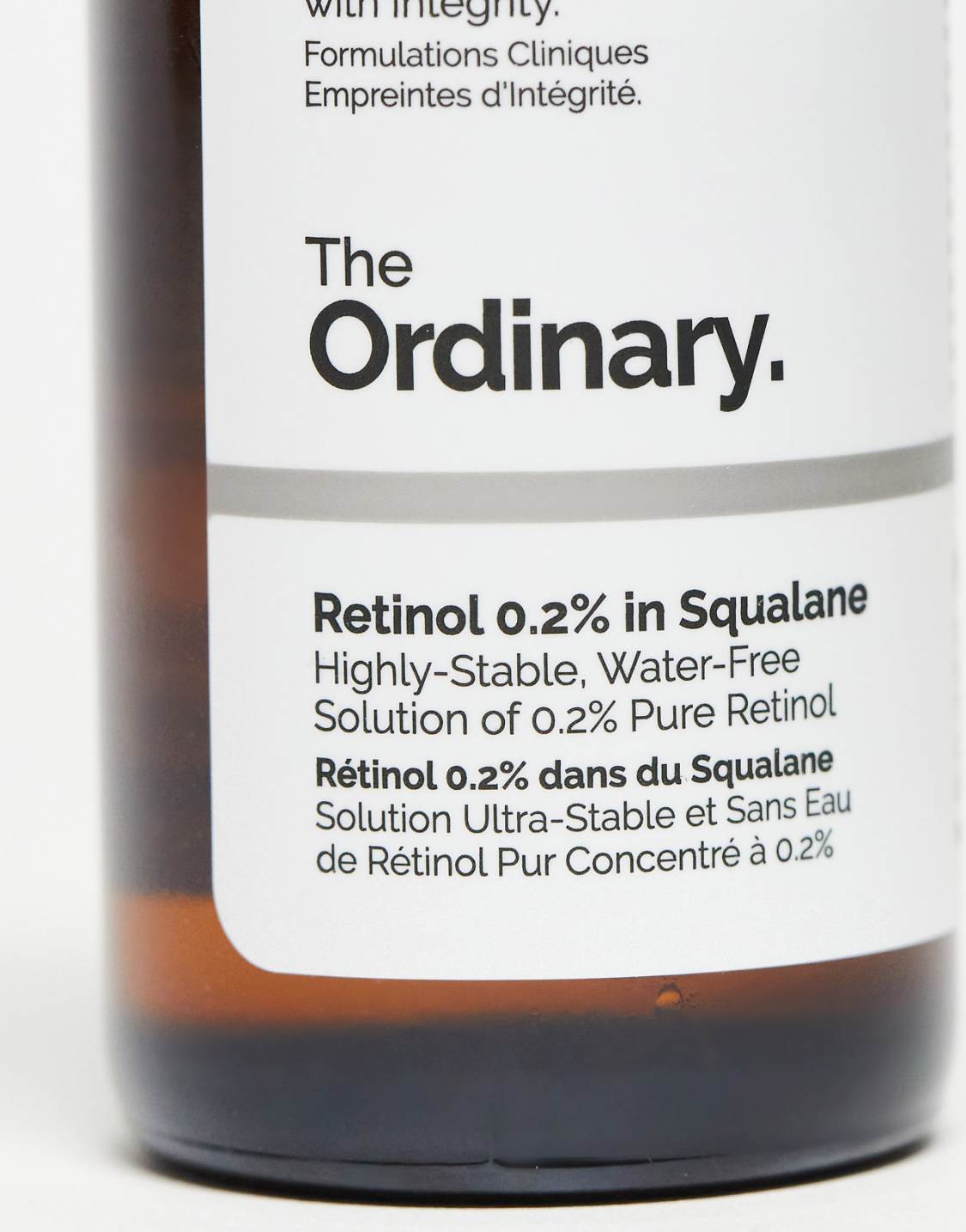 Retinol 0.2% in Squalane etiqueta
